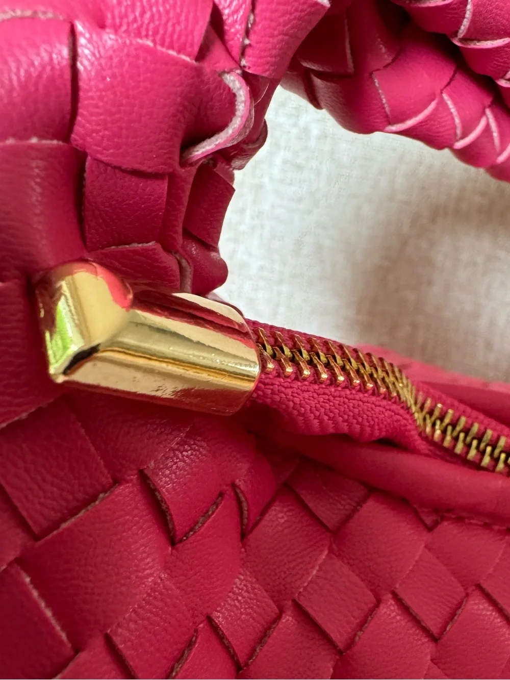 Melie Bianco Brigitte Woven Vegan Leather Hobo Bag Hot Pink